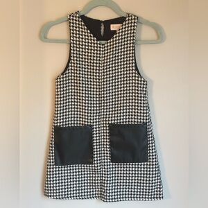 Girls Biscotti Collezioni Size 7 Houndstooth Black White Tweed Dress pockets